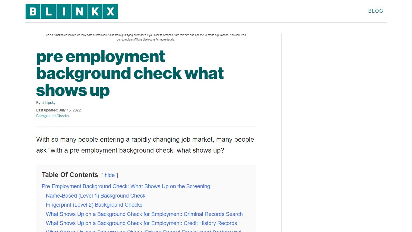 pre employment background check what shows up - Blinkx